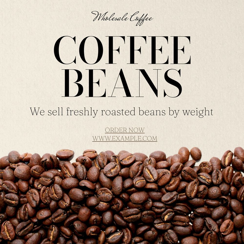 Coffee beans Instagram post template, editable text