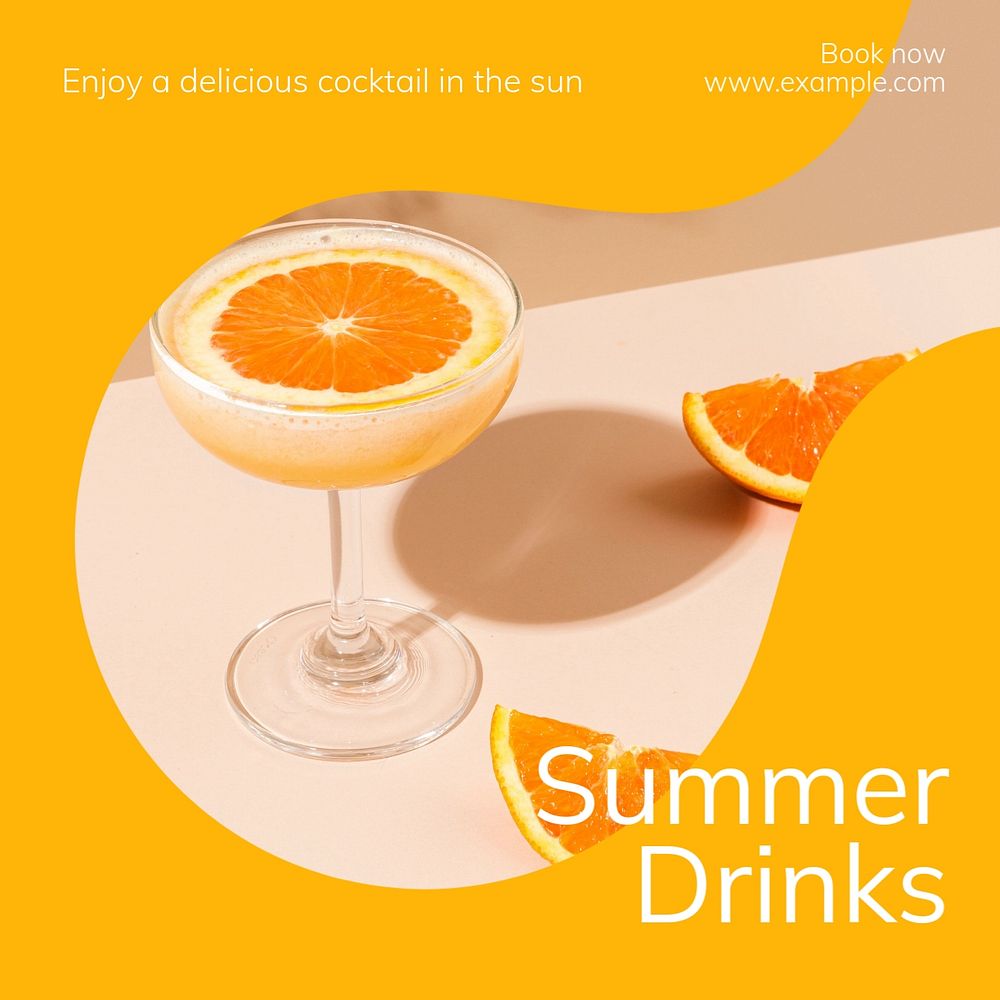 Summer drinks Instagram post template, editable text