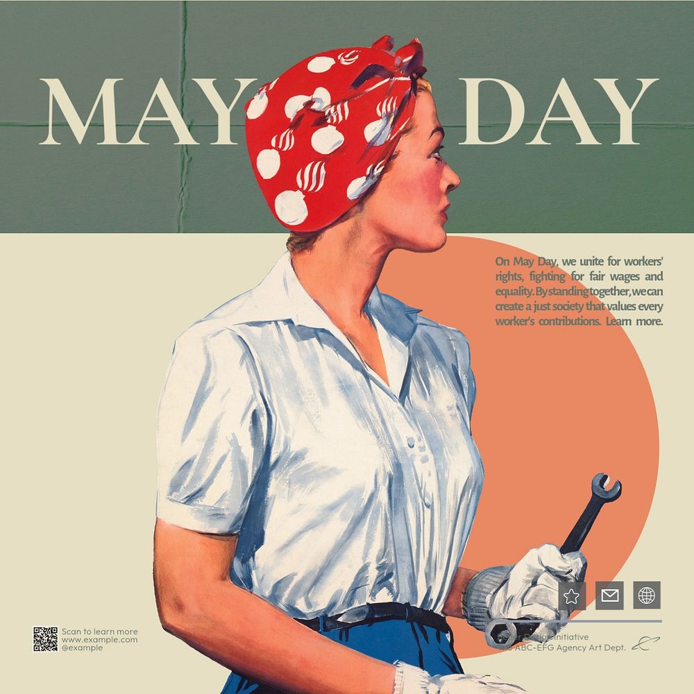 May day Facebook post template, editable design