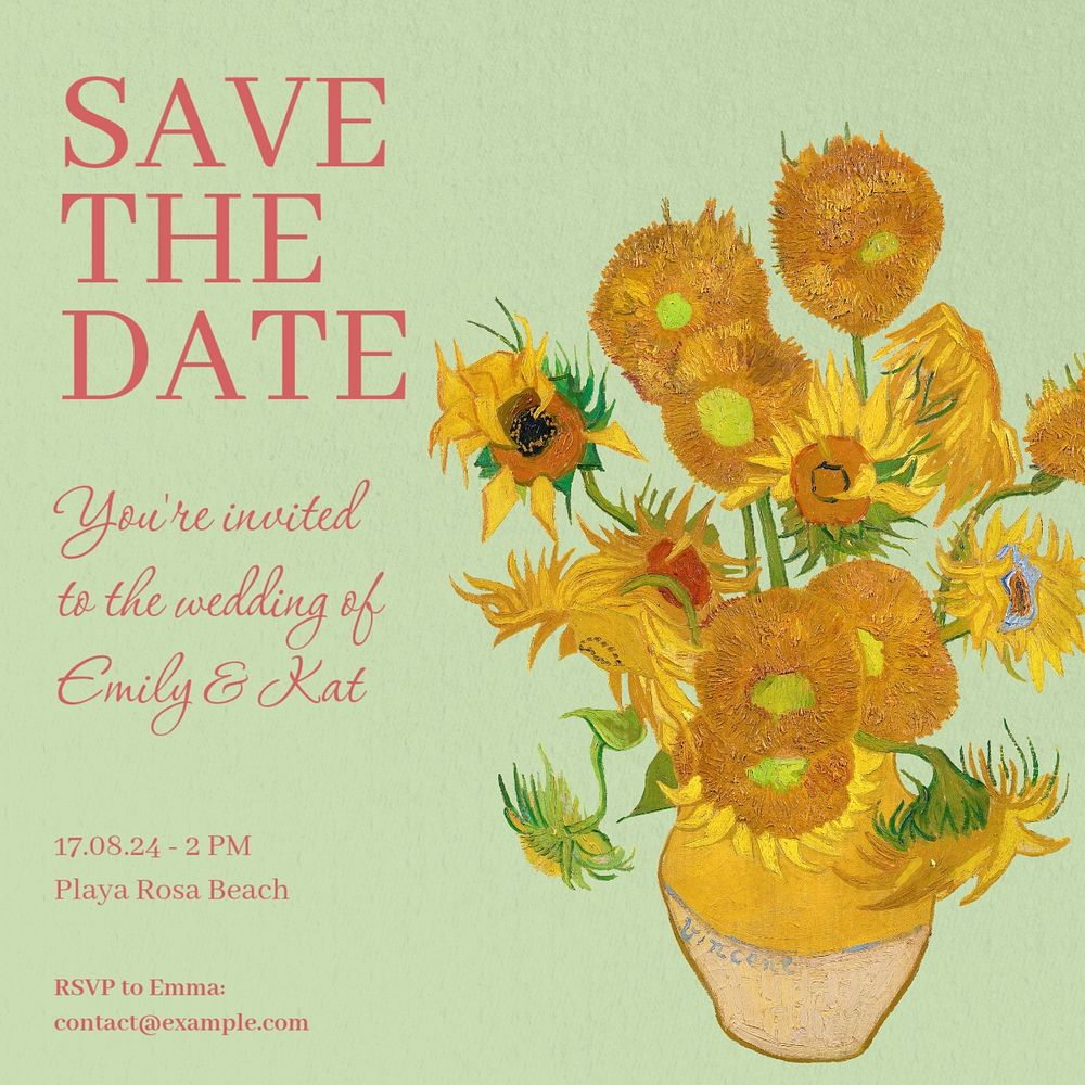 Save the date Instagram post template, editable text