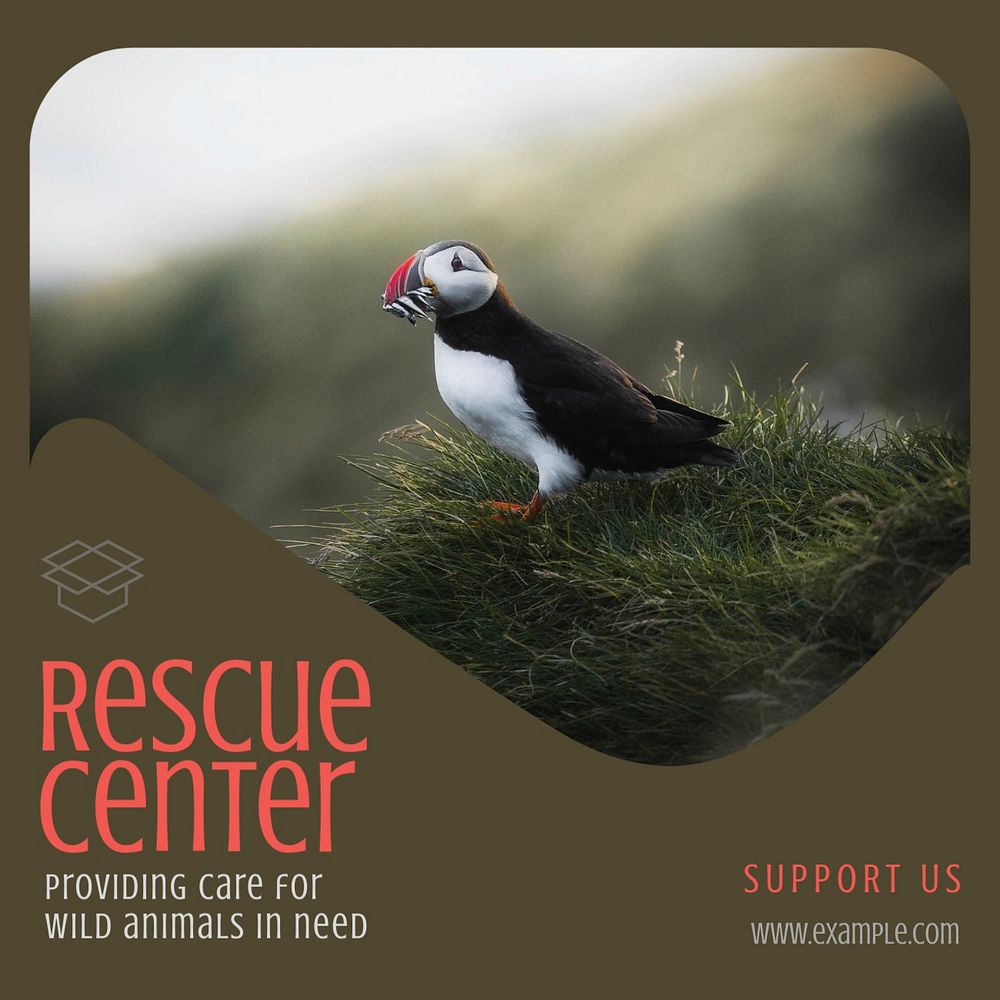 Rescue center Instagram post template, editable text