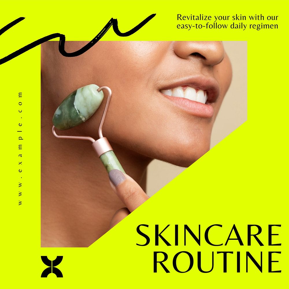 Skincare routine Instagram post template, editable text