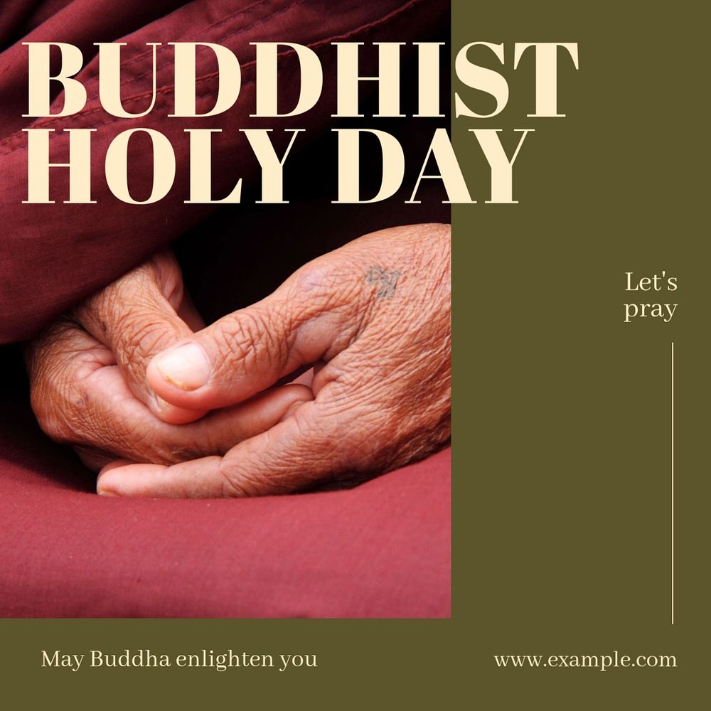 Buddhist Holy Day post template, editable social media design