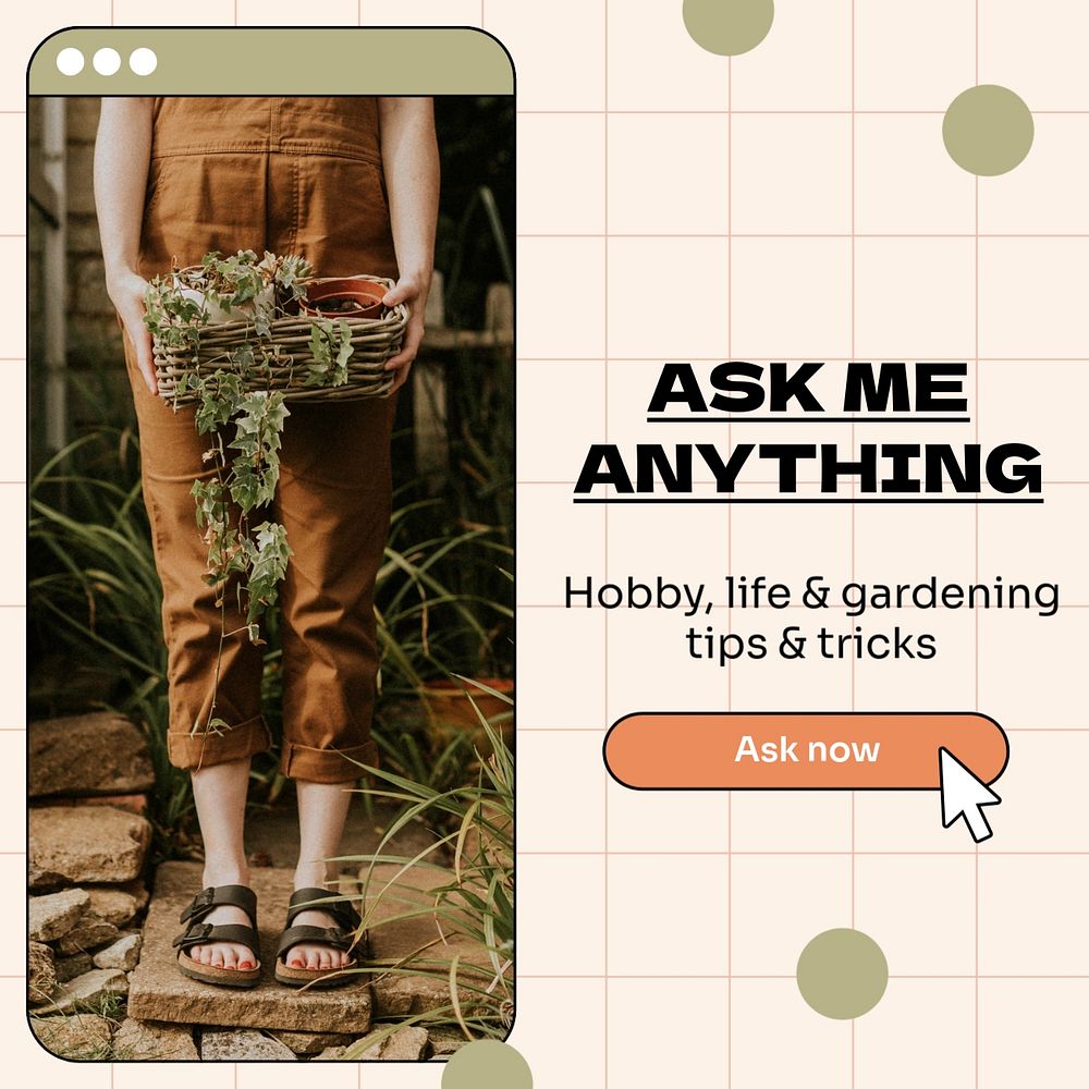 Ask me Facebook post template, editable design