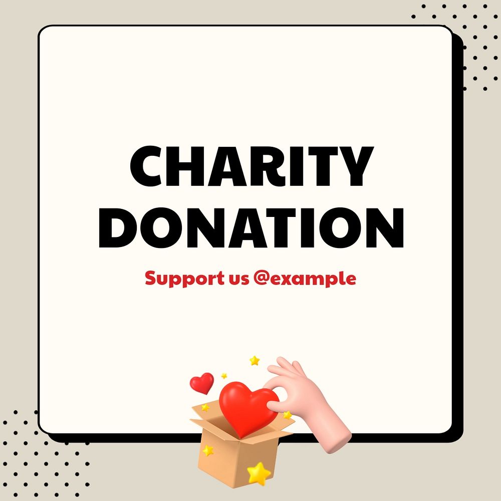 Charity donation Instagram post template, editable text