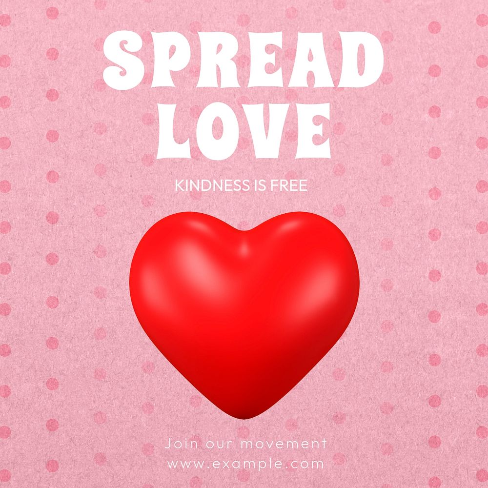 Spread love Instagram post template, editable text