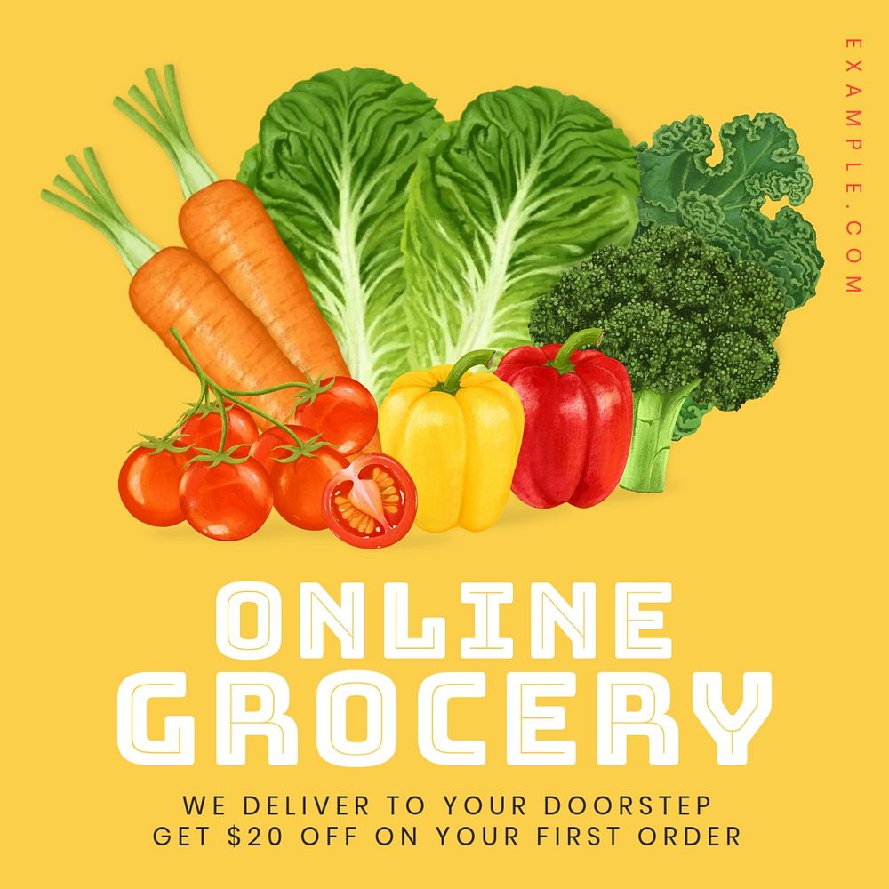 Online grocery Instagram post template, editable text