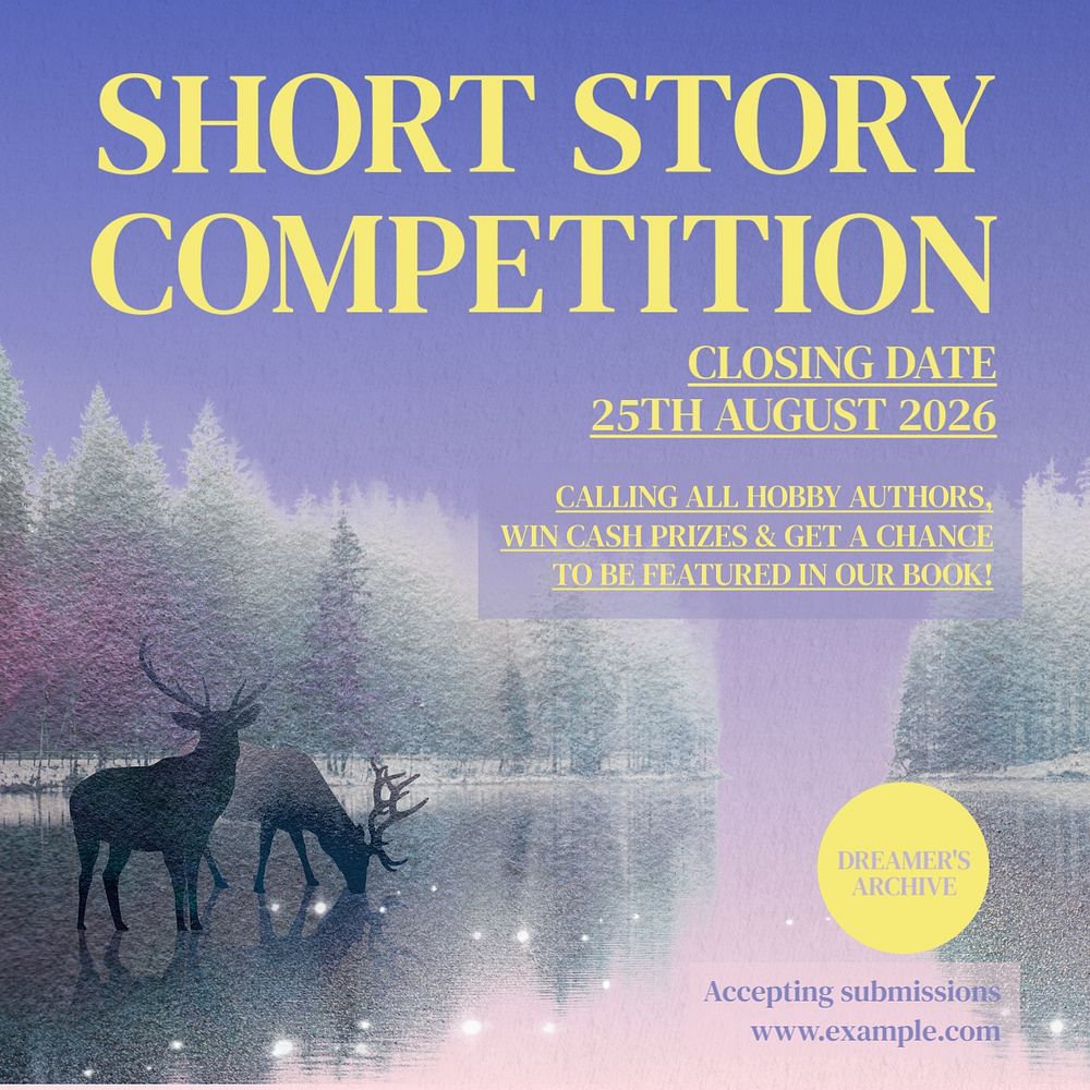 Short story competition Instagram post template, editable text