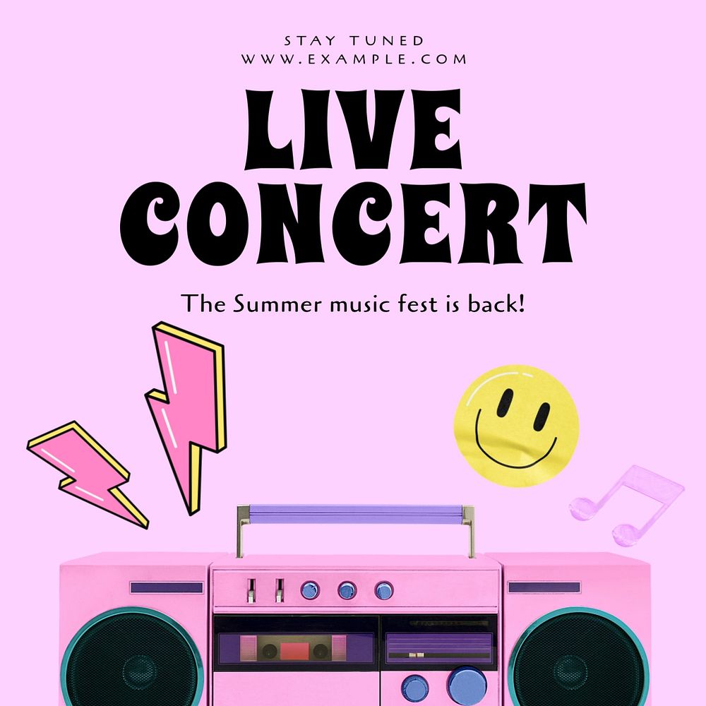 Live concert Instagram post template, editable text