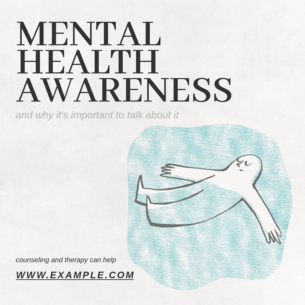 Mental health awareness Instagram post template, editable text