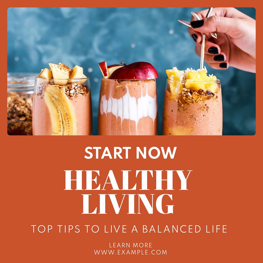 Healthy living Instagram post template, editable text