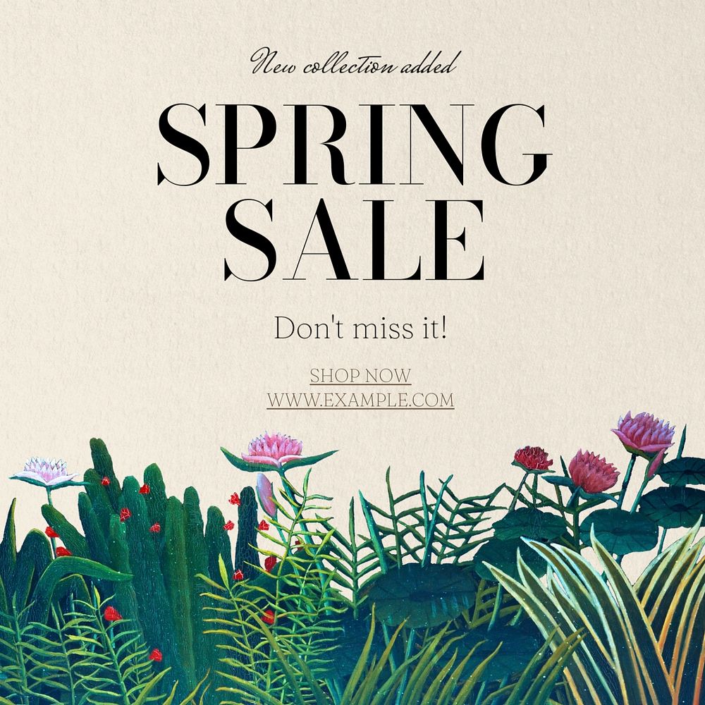 Spring sale Instagram post template, editable text