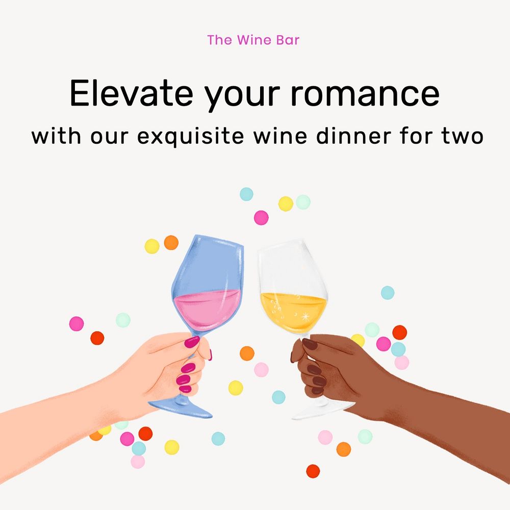 Romantic wine dinner Instagram post template