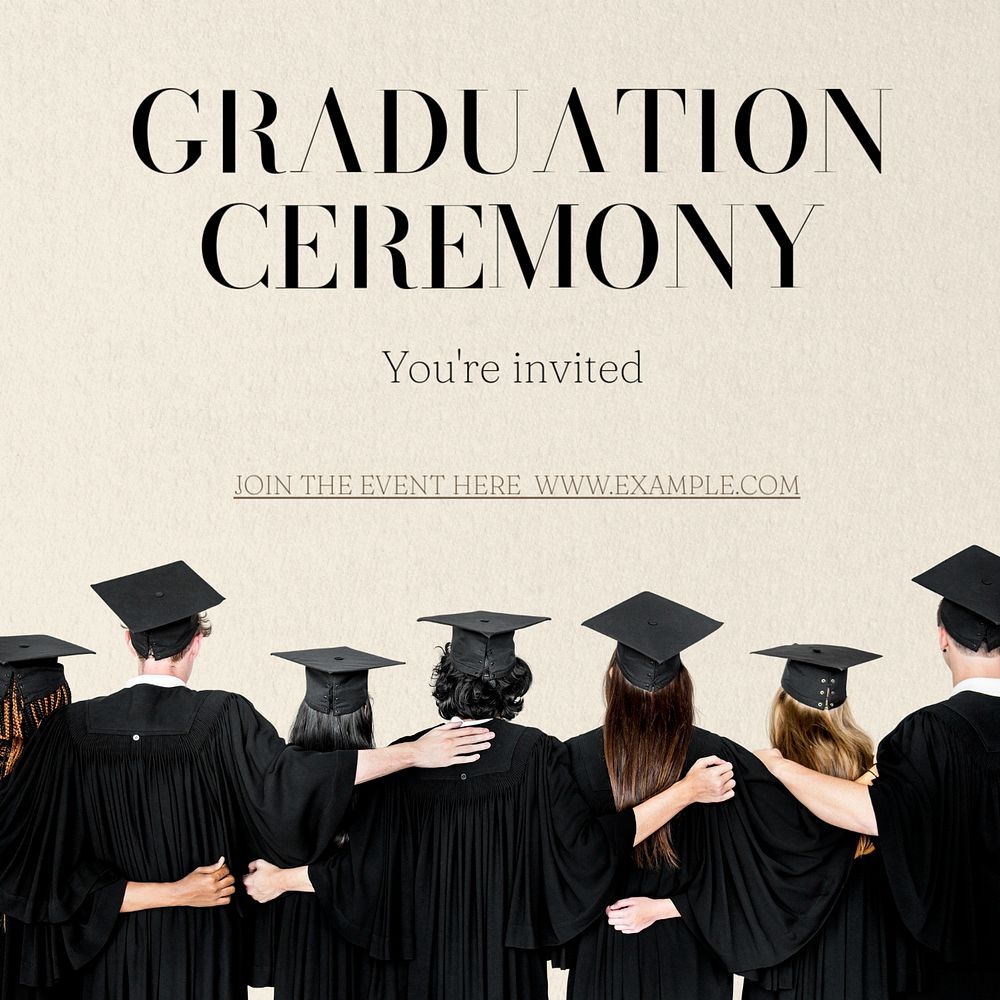 Graduation ceremony Instagram post template, editable text