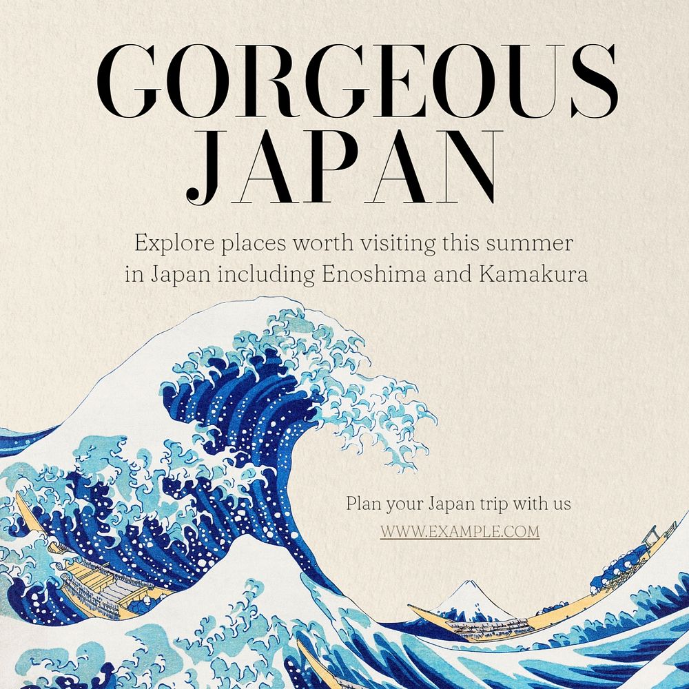 Japan travel ads Instagram post template, editable text