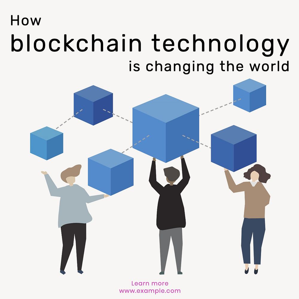 Blockchain technology Instagram post template