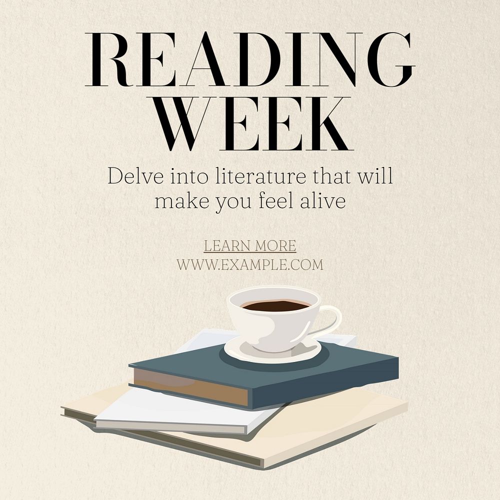 Reading week Instagram post template, editable text