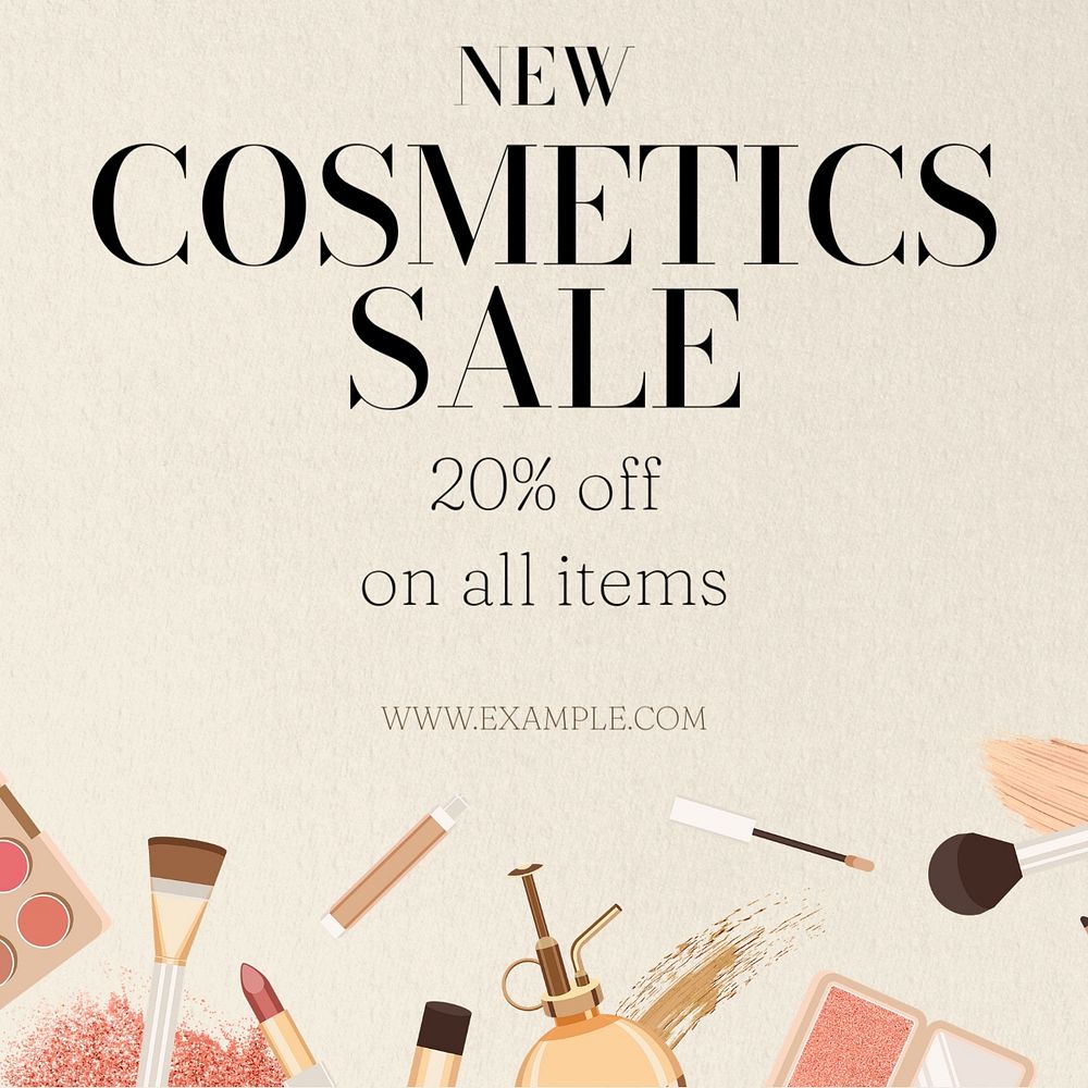 Cosmetics sale Instagram post template, editable text