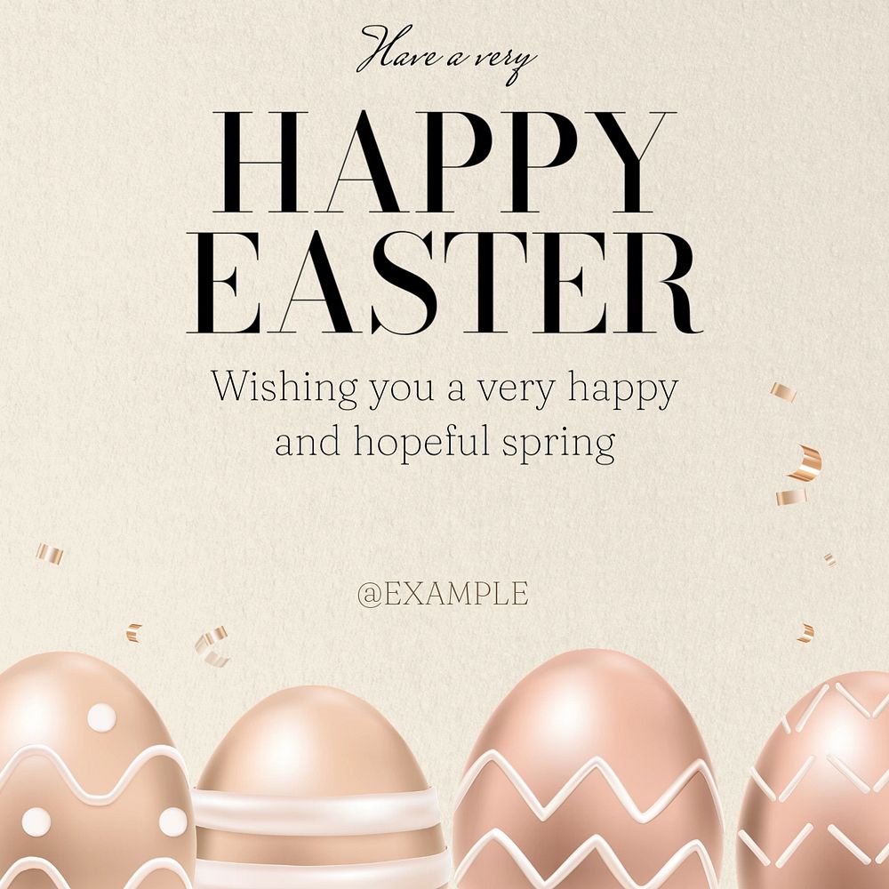 Happy Easter Instagram post template, editable text