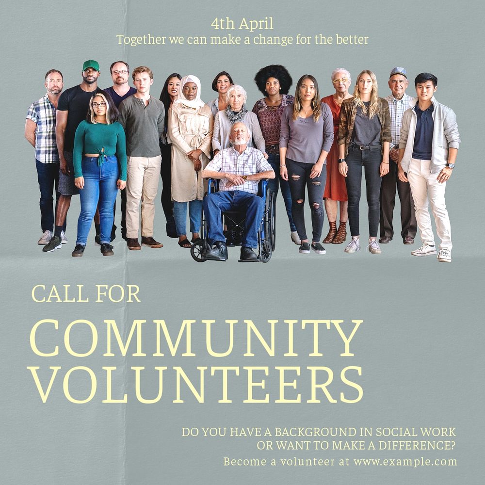 Community volunteers Instagram post template, editable text