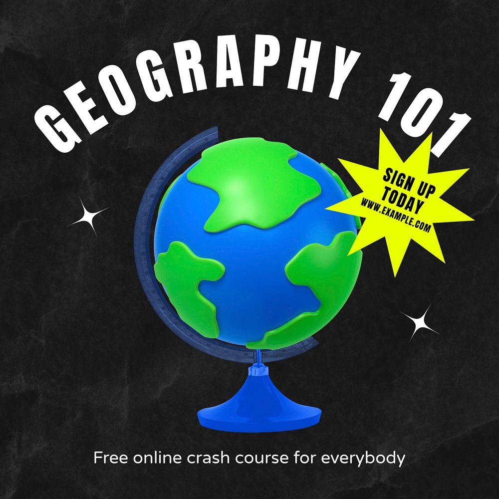 Geography course Instagram post template, editable text