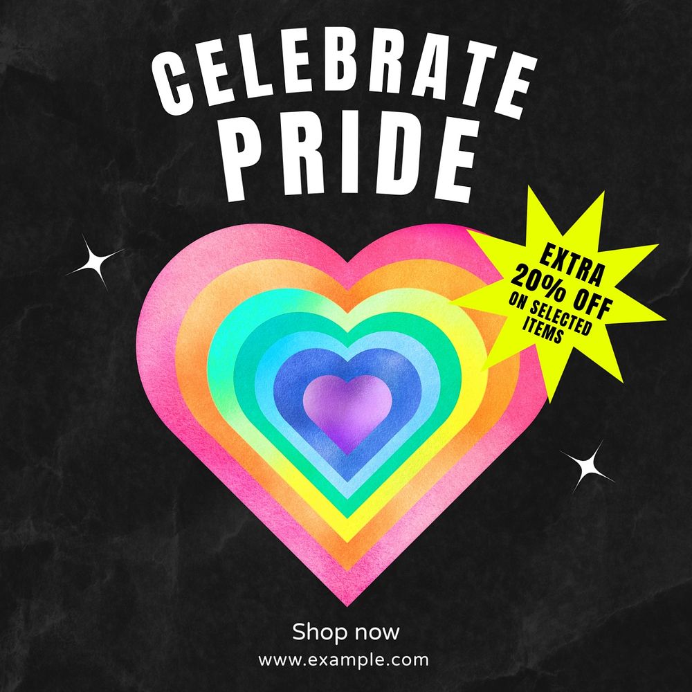 Celebrate pride Instagram post template, editable text