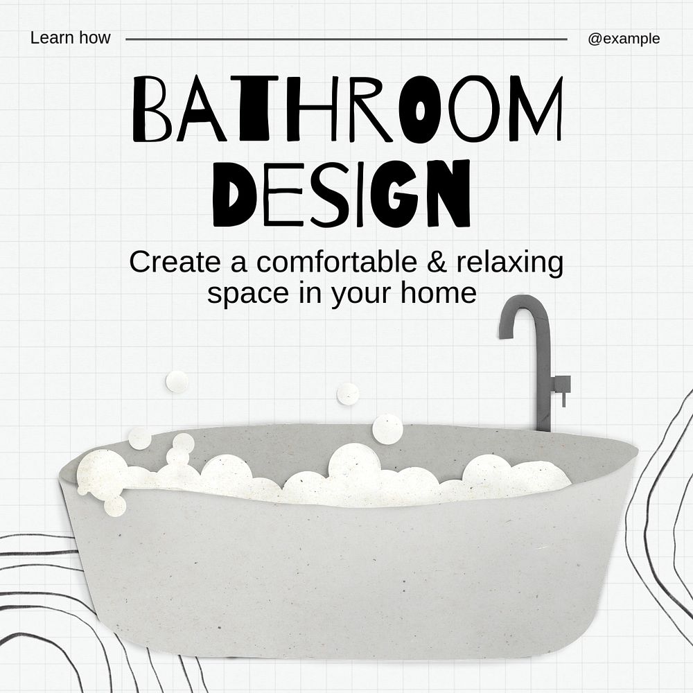 Bathroom design Instagram post template, editable text