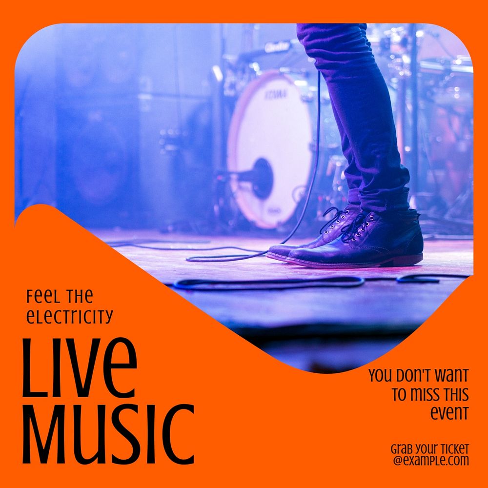 Live music Instagram post template, editable text