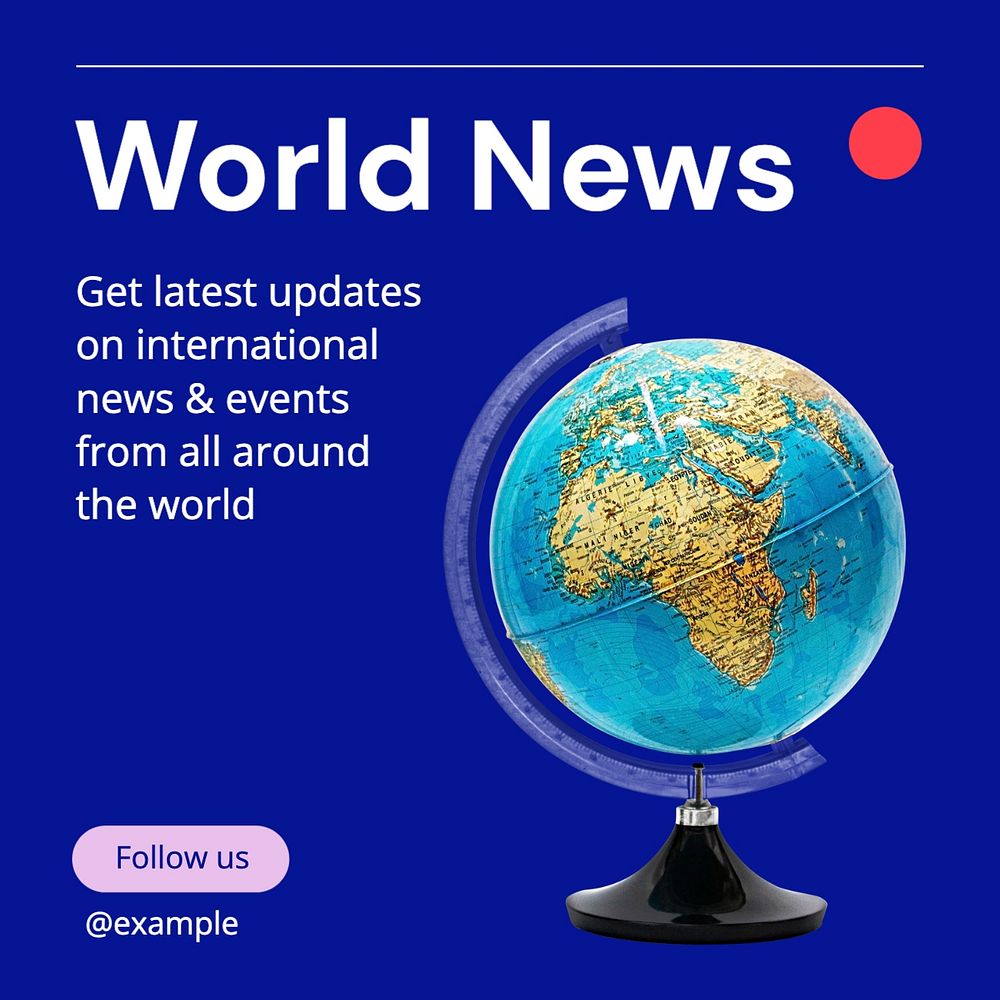 World news Instagram post template, editable text