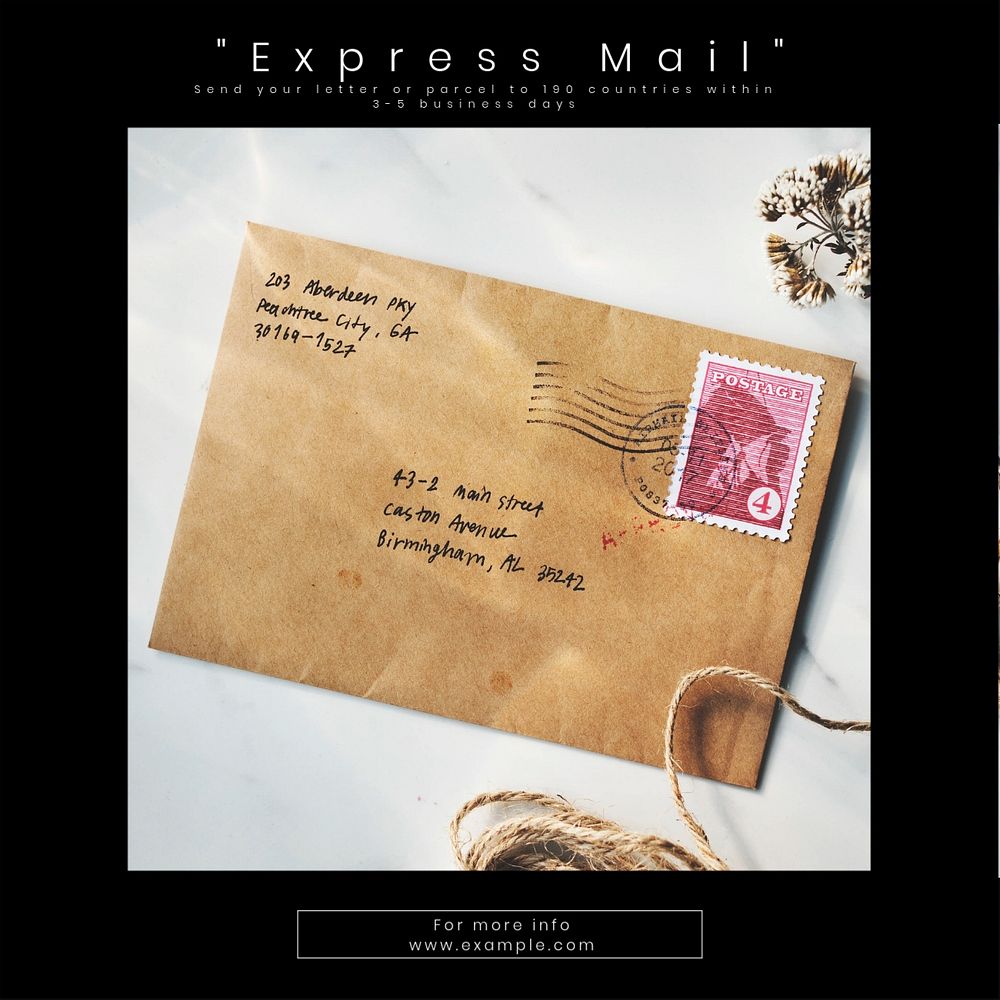 Express mail delivery  Instagram post template, editable text