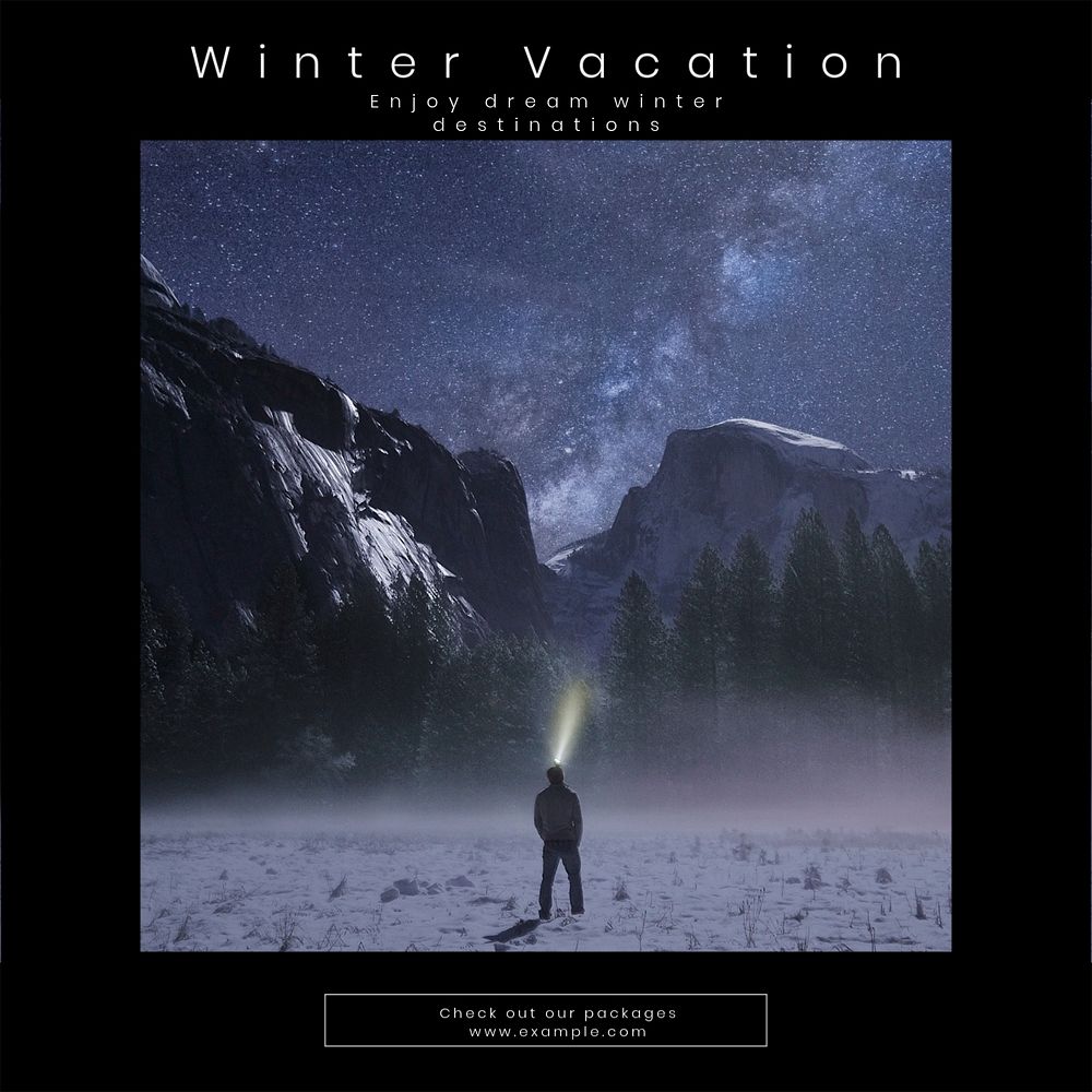 Winter vacation  Instagram post template, editable text