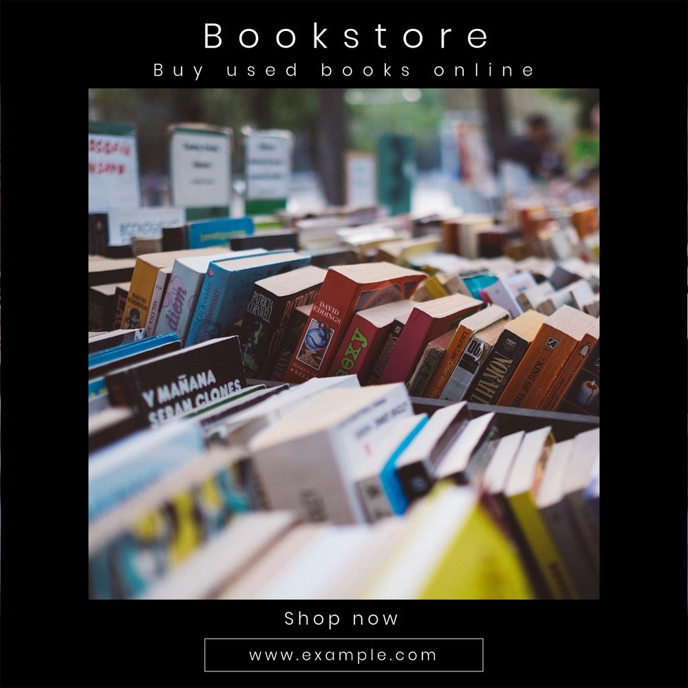 Bookstore Instagram post template, editable text