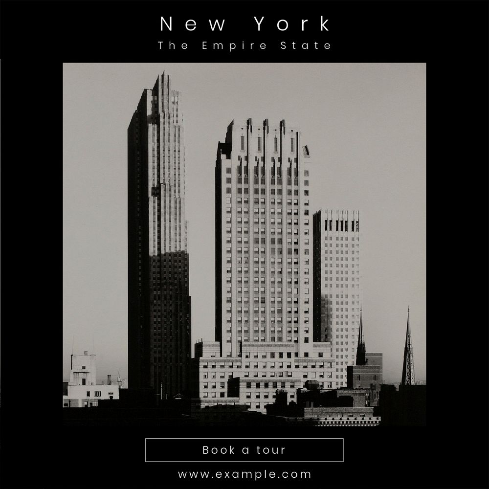 New york Instagram post template, editable text