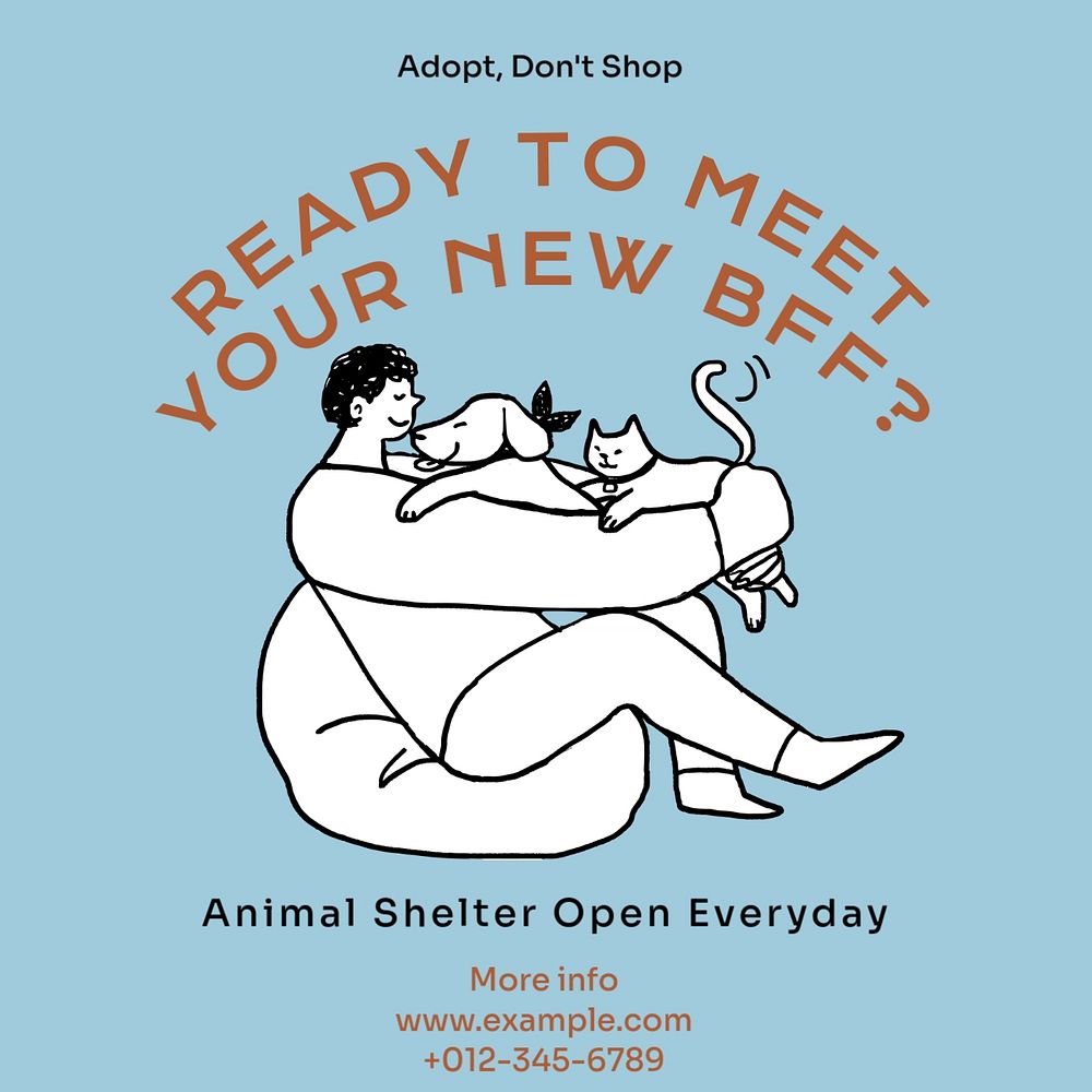 Adopt don't shop post template, editable social media design