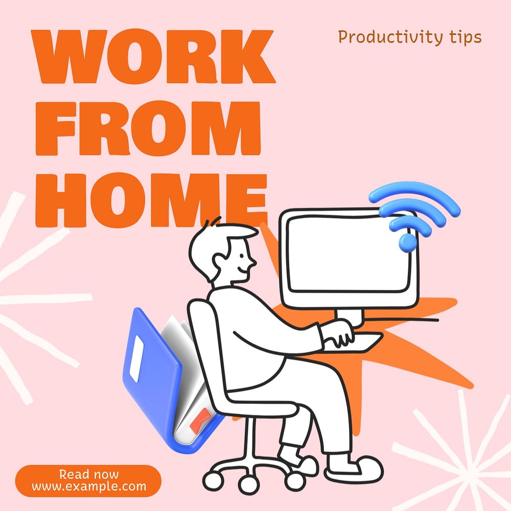 Work from home Instagram post template, editable text