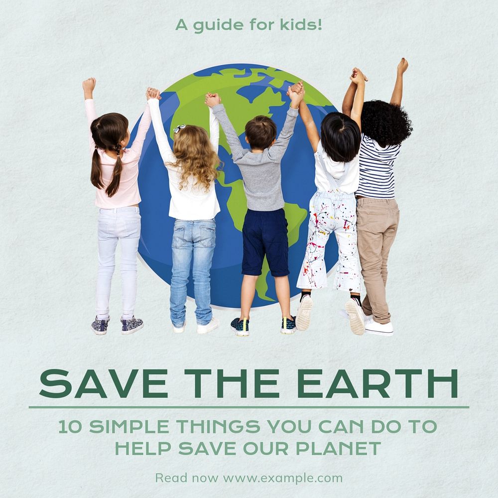 Save the earth Instagram post template, editable text