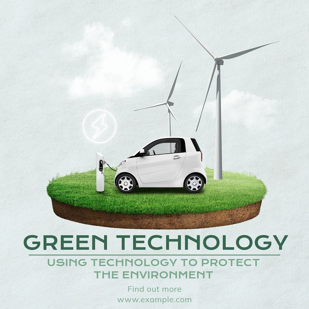 Green technology Instagram post template, editable text