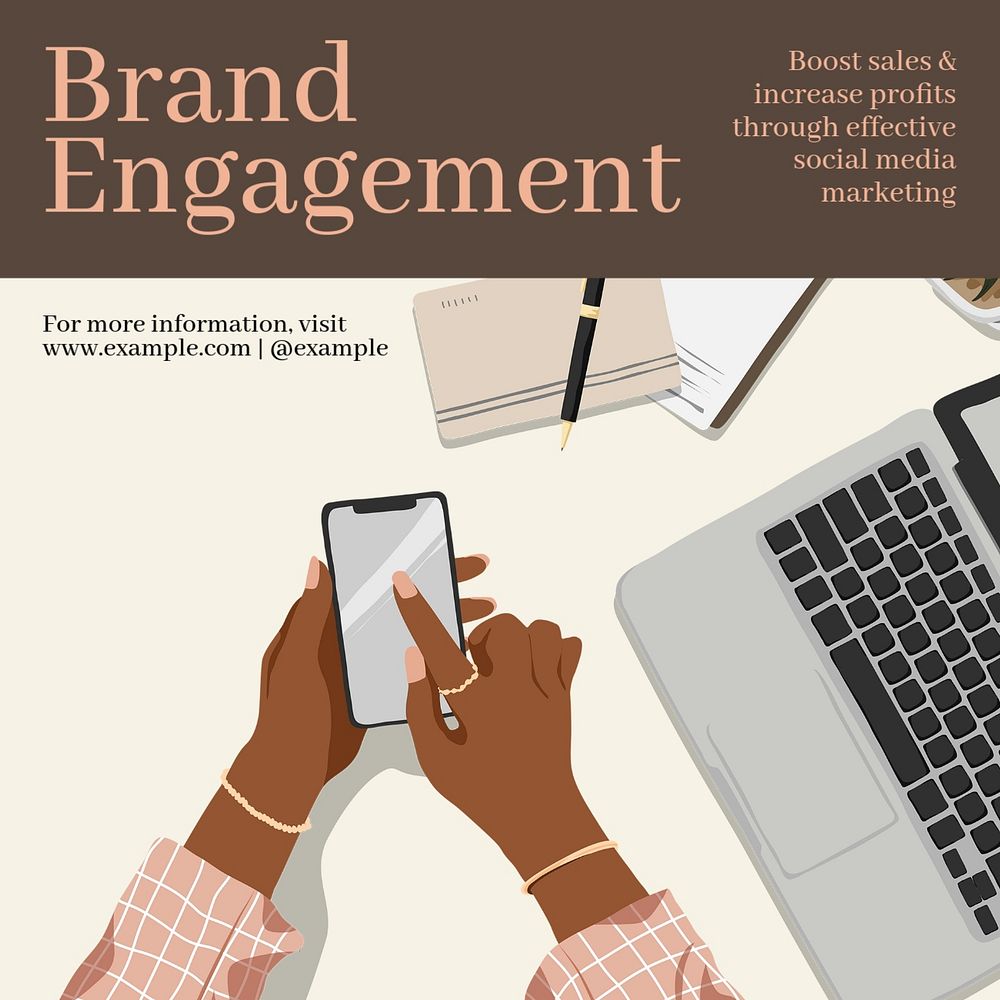 Brand engagement Instagram post template, editable text