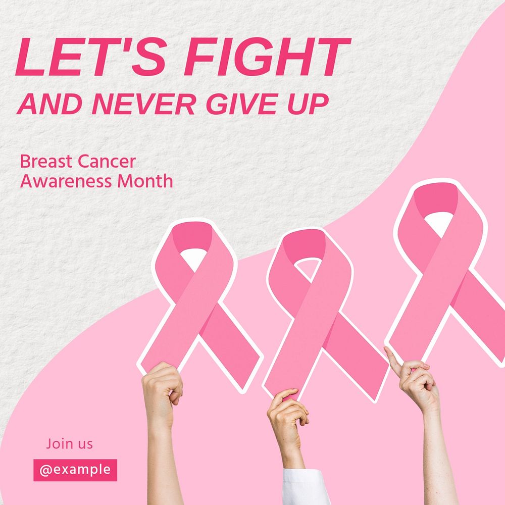 breast cancer Instagram post template, editable text