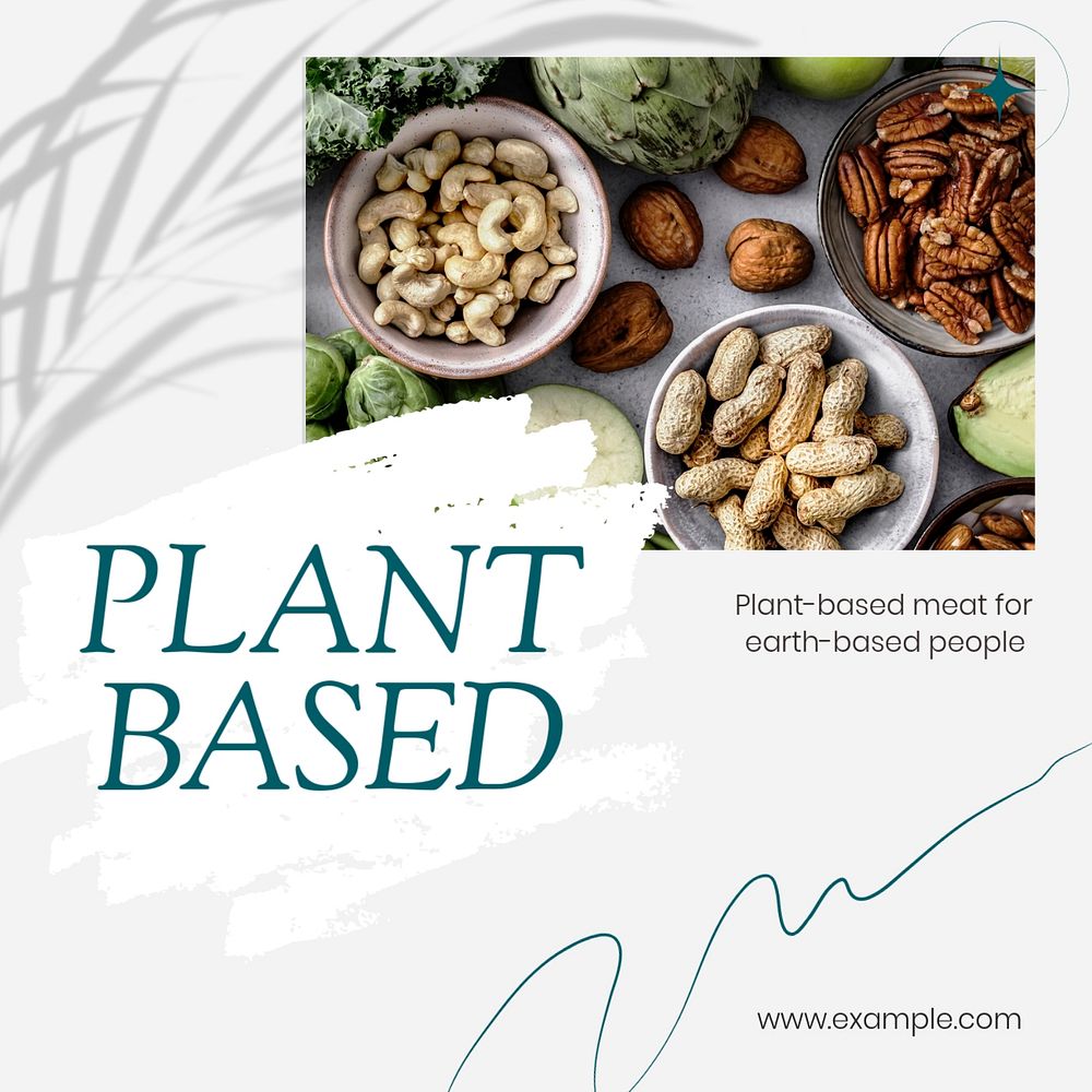 Plant-based food Instagram post template, editable text