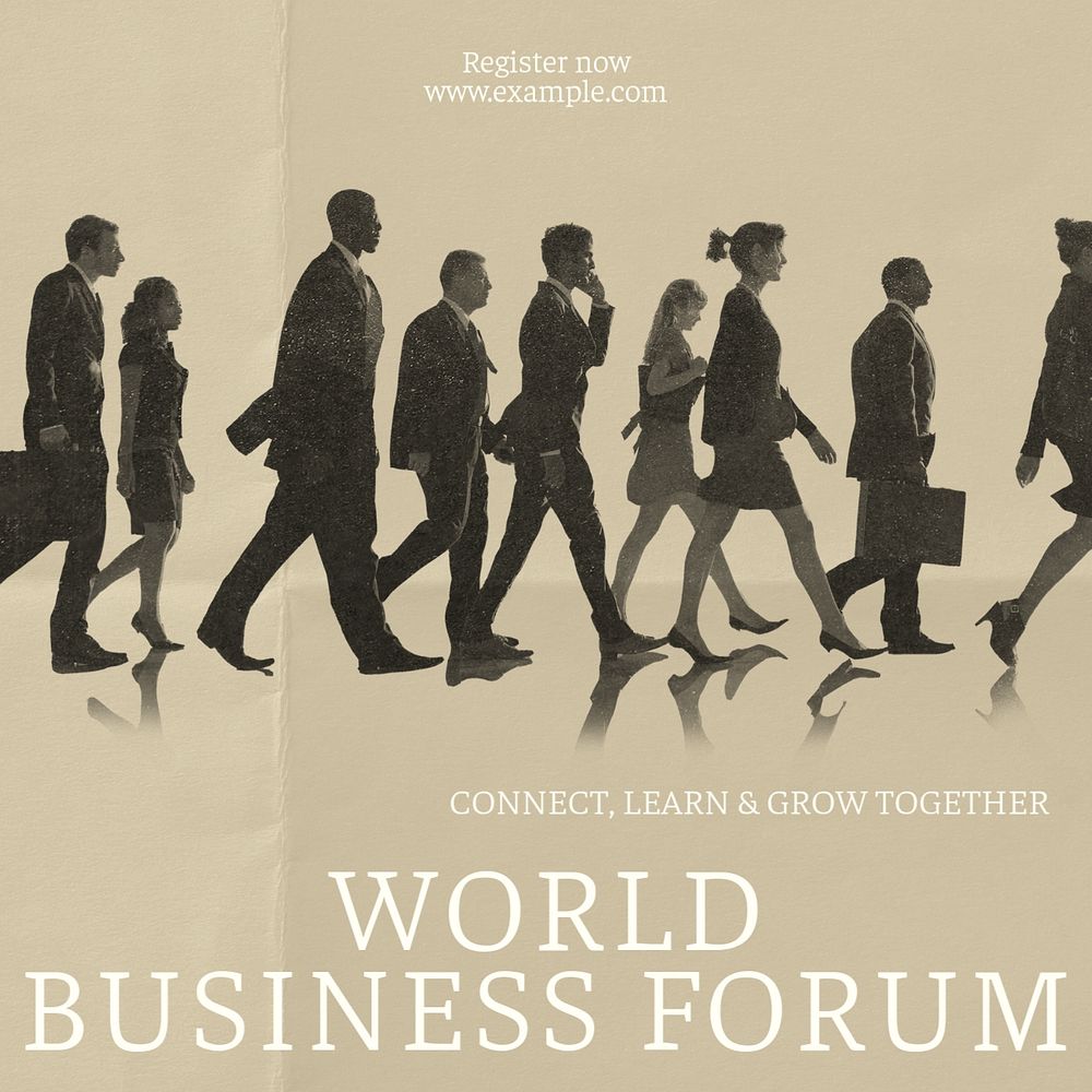 World business forum Instagram post template, editable text