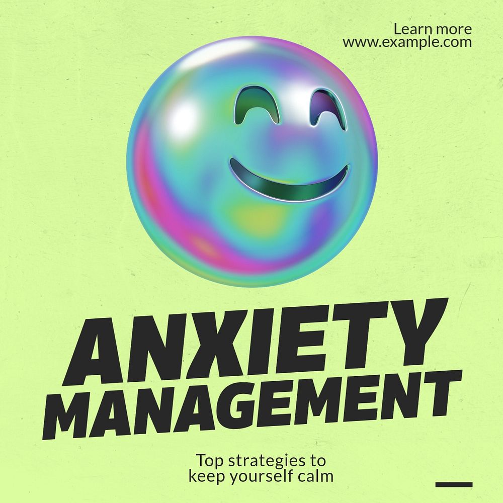 Anxiety management Instagram post template, editable text