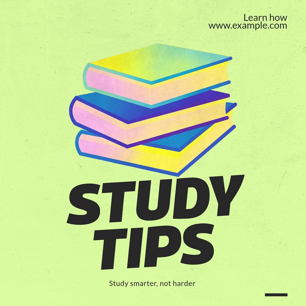 Study tips Instagram post template, editable text