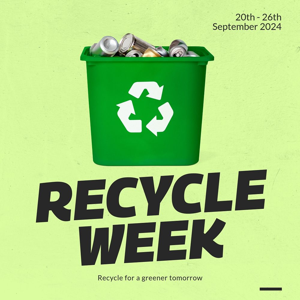 Recycle week Instagram post template, editable text