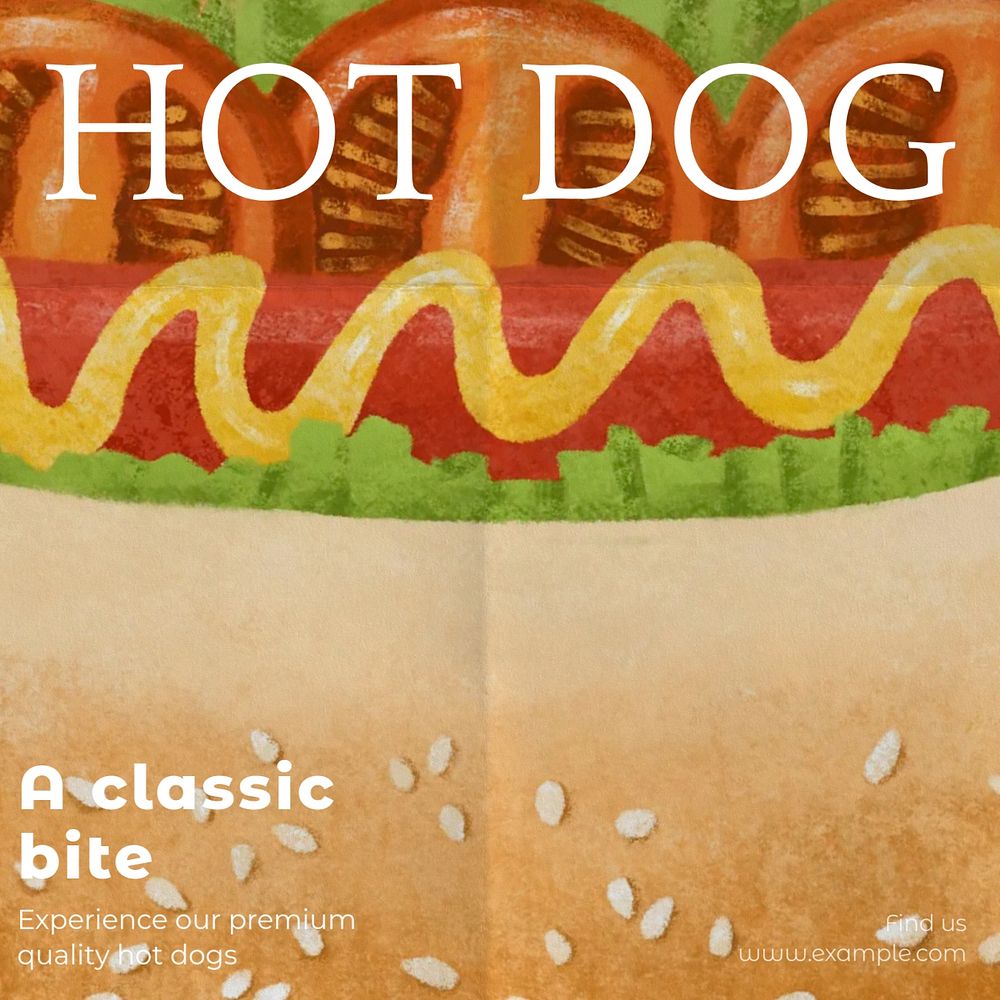 Hot dog Instagram post template, editable text