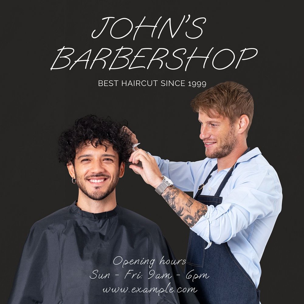 Barber shop Instagram post template, editable text