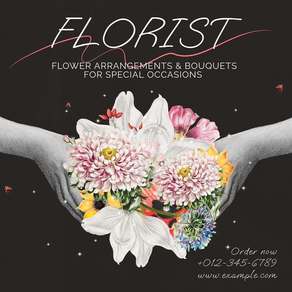 Florist Instagram post template, editable text