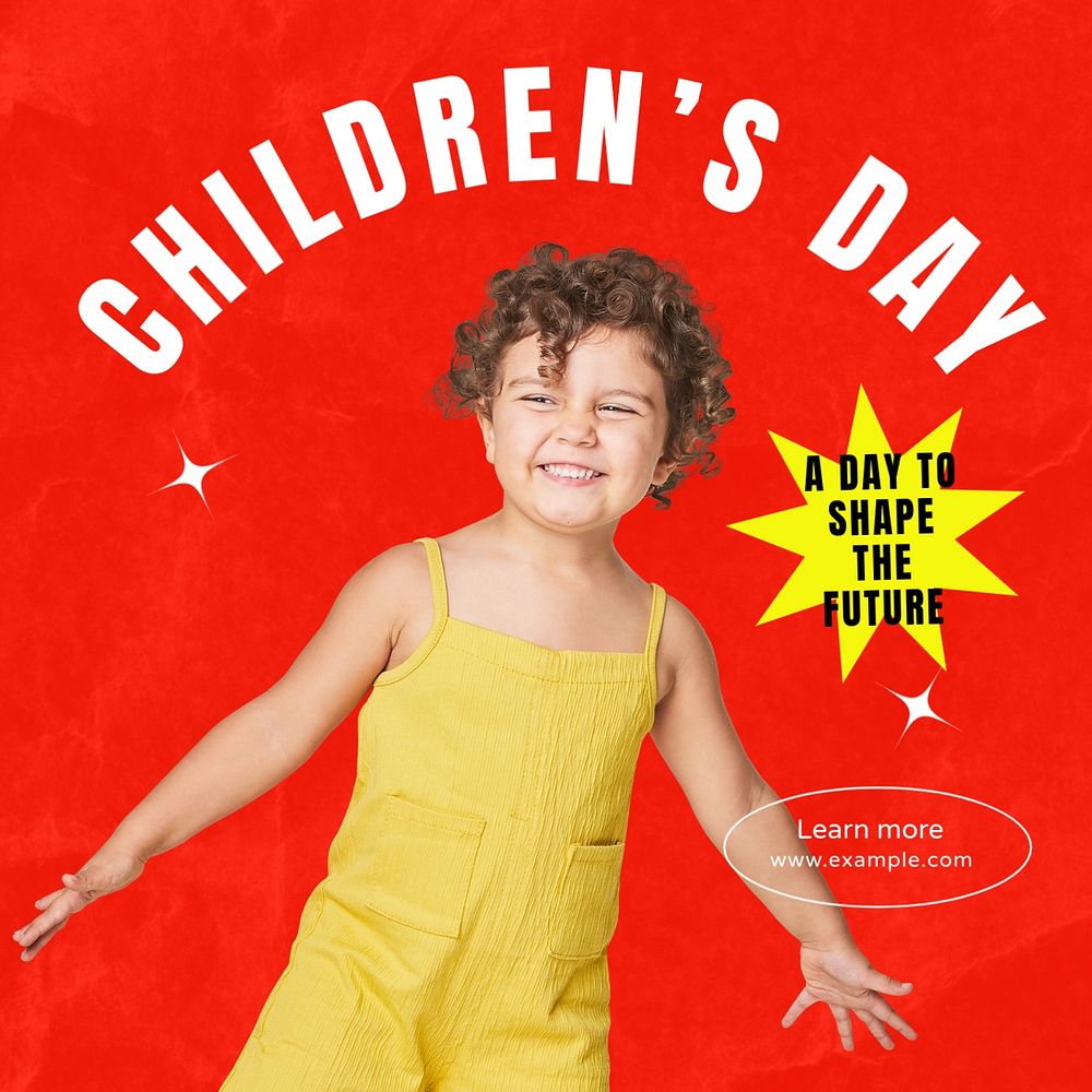 World children's day Instagram post template, editable text