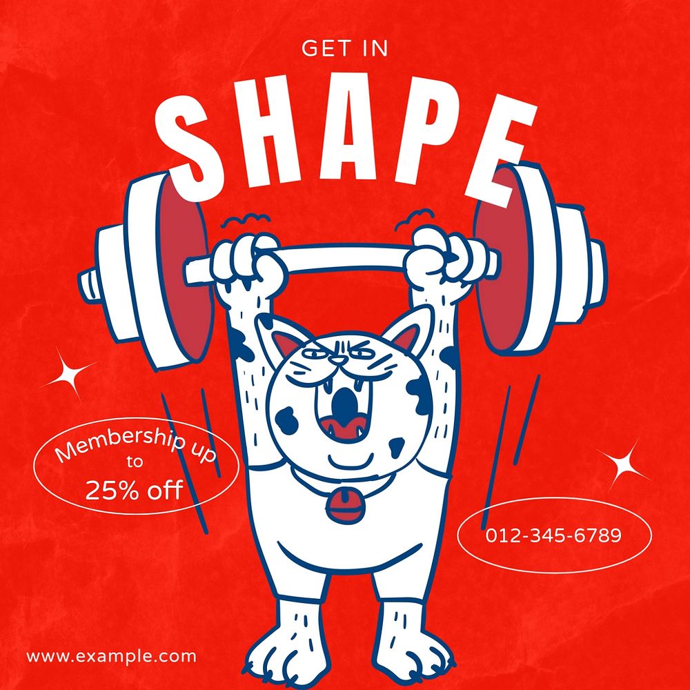 Get in shape Instagram post template, editable text