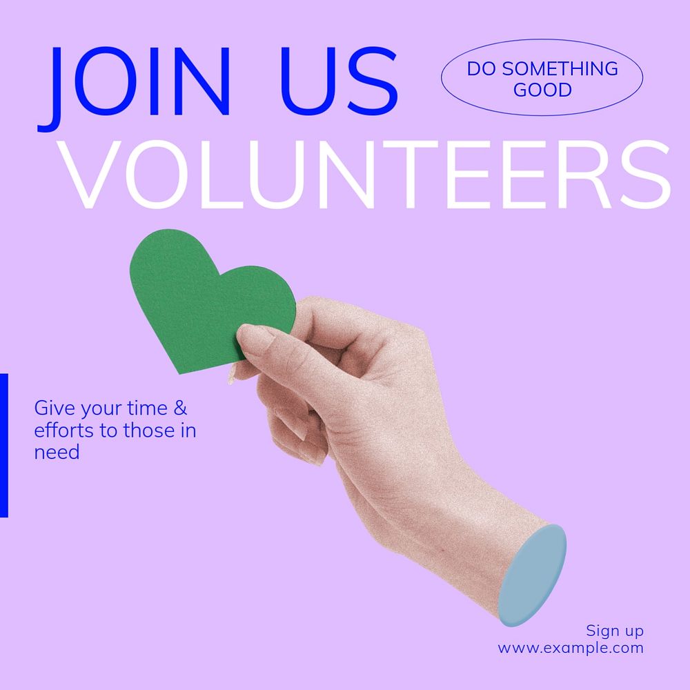 Join us volunteers post template, editable social media design